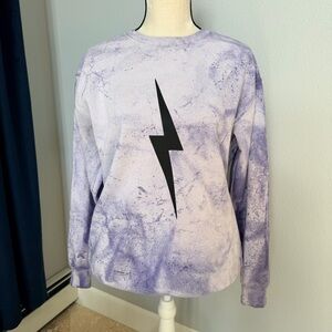 Comfort Colors Lavender Tie-Dye Sweater with Black Bolt